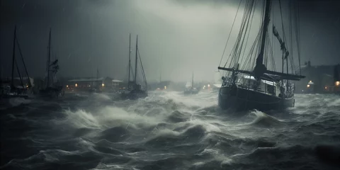 Fotobehang port during a hurricane © xartproduction