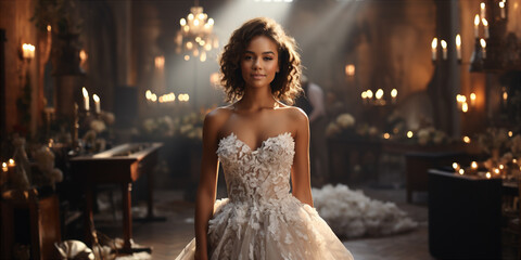 portrait of a model in a wedding dress