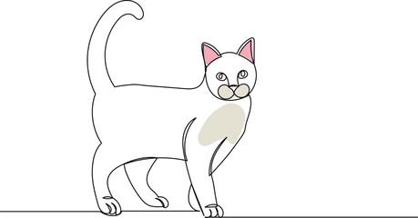 cat sketch, continuous line drawing, vector