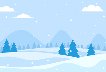 Natural winter landscape background illustration