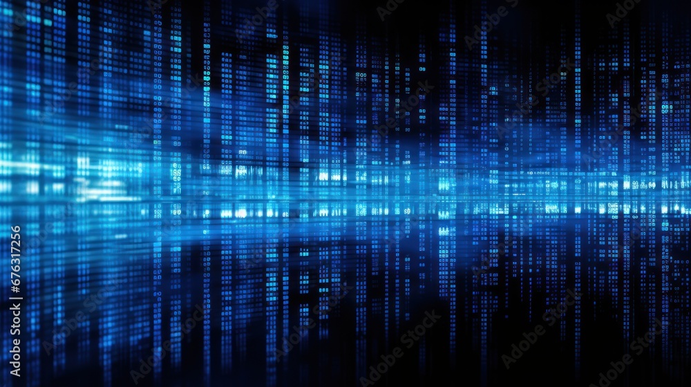 Poster abstract blue digital binary data on computer screen background