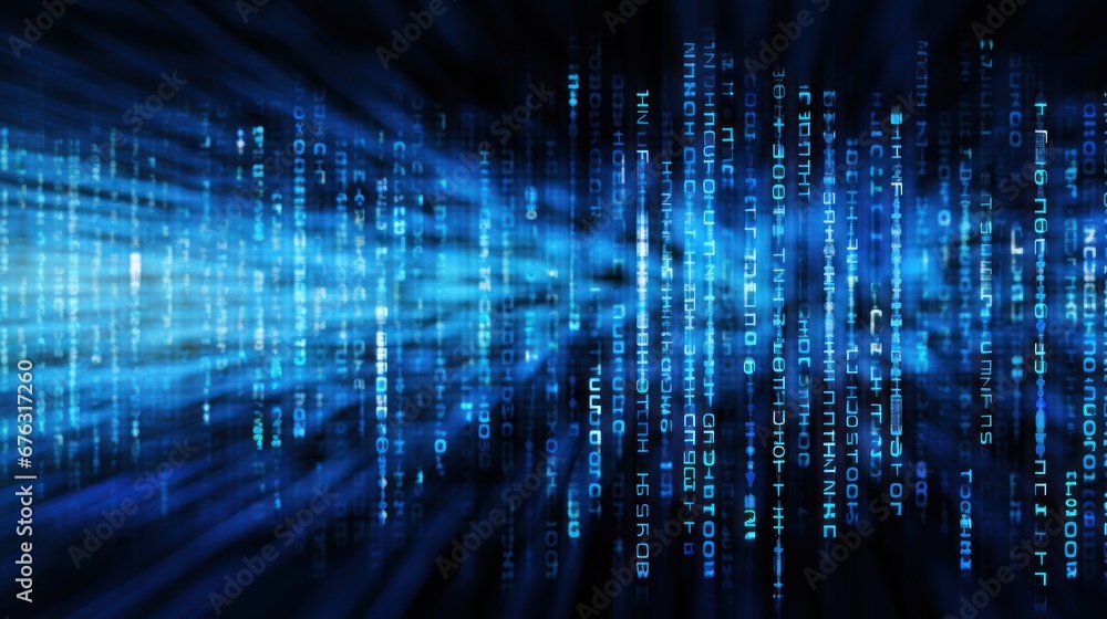 Poster abstract blue digital binary data on computer screen background
