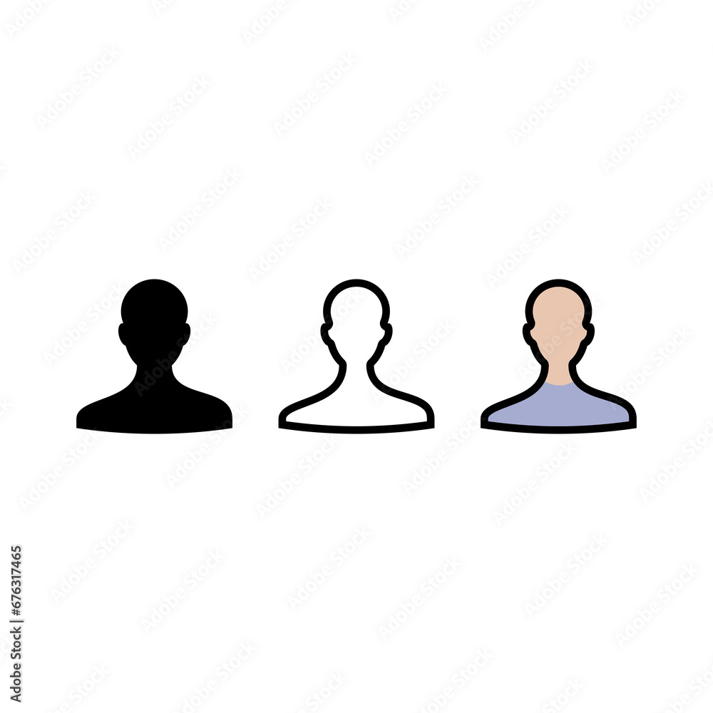 Poster user avatar different style icon isolated on transparent background