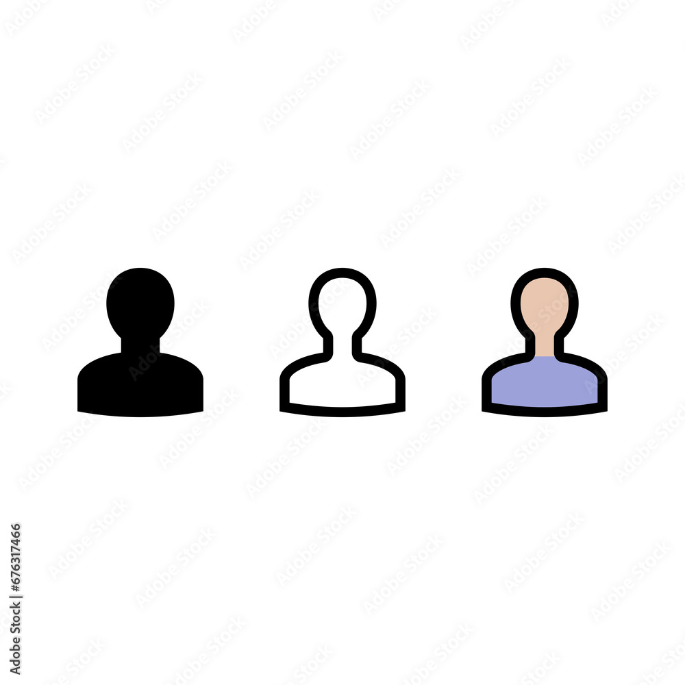Poster user avatar different style icon isolated on transparent background