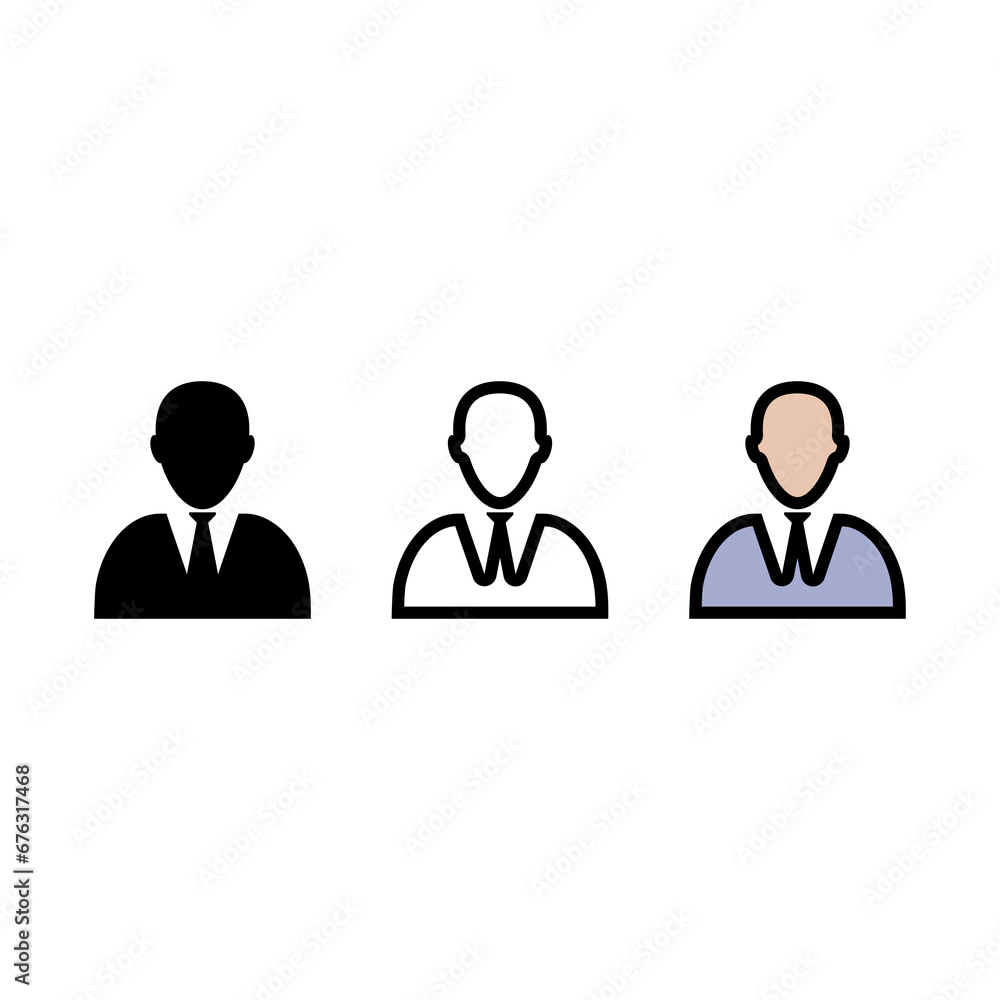 Poster user avatar different style icon isolated on transparent background