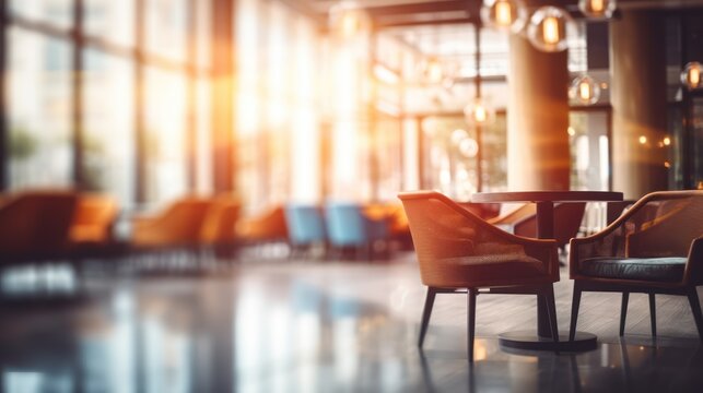 Abstract blur interior hotel lobby background,background for graphics