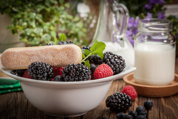 Mix of berries in a bowl.