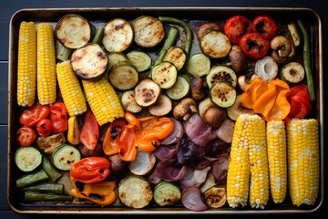 Savor the Harvest: Assorted Vegetables Roasted to Perfection on a Sheet Pan, Your Essential Side Dish Recipe