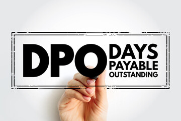 DPO Days Payable Outstanding - efficiency ratio that measures the average number of days a company takes to pay its suppliers, acronym text concept stamp - obrazy, fototapety, plakaty