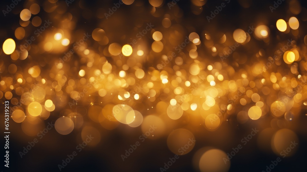 Poster golden abstract bokeh on black background.,background for graphics