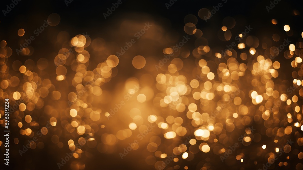 Aufkleber golden abstract bokeh on black background.,background for graphics