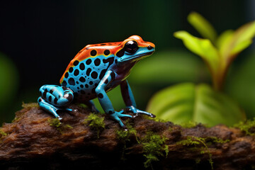 A colorful rainforest poison dart frog.