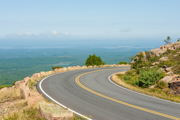 Curve of the Cadillac Mountain drive in Acadia national park, Maine, USA - 676320239