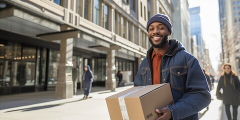 a man carrying a box