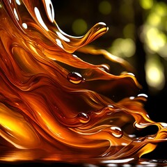Translucent amber liquid cascading in slow motion.-ar 3:2 --v4** - Upscaling by @maliktanveer