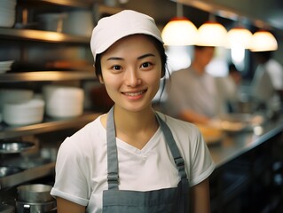 Vibrant Culinary Talent: Candid Shot of a 20-Year-Old Female Chef