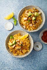 Chicken with couscous and avocado