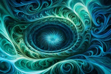 Fototapeta na wymiar Vibrant cerulean and emerald in a swirling abyss