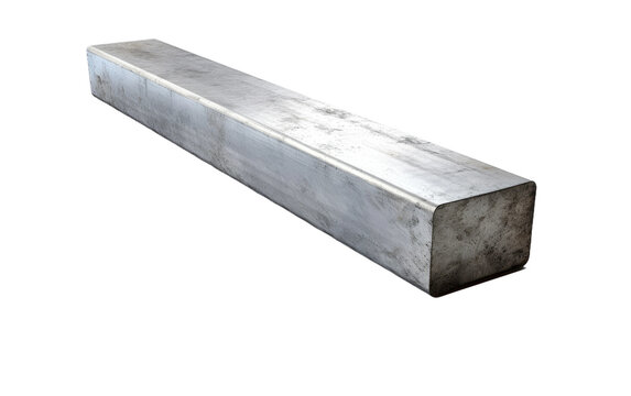 Strong Silver Steel Bar Beam on White or PNG Transparent Background.