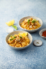 Chicken with couscous and avocado