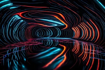 Liquid neon tunnels leading to mysterious abstract dimensions