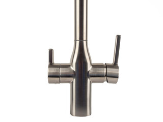 Water tap isolated on white background. Kitchen faucet on white.