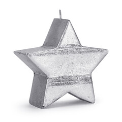 Shiny silver star shaped candle