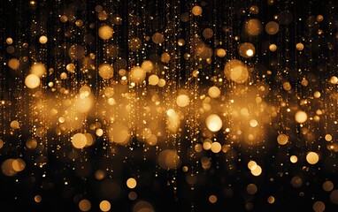 Abstract elegant gold glowing line with lighting effect sparkle bokeh background.