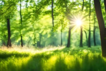 Obraz na płótnie Canvas sun rays in the forest view