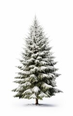 Obraz premium Christmas Tree in snow isolated white background