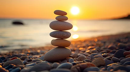 Tuinposter zen stones on the beach © reddish