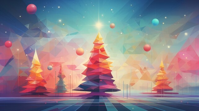 Christmas tree in the style of bright geometric abstractions by Generative AI
