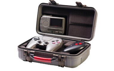 Gorgeous Gaming Console Travel Case Isolated on Transparent Background PNG.