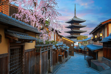 Kyoto, Japan - March 30 2023: The Yasaka Pagoda  known as Tower of Yasaka or Yasaka-no-to. The...