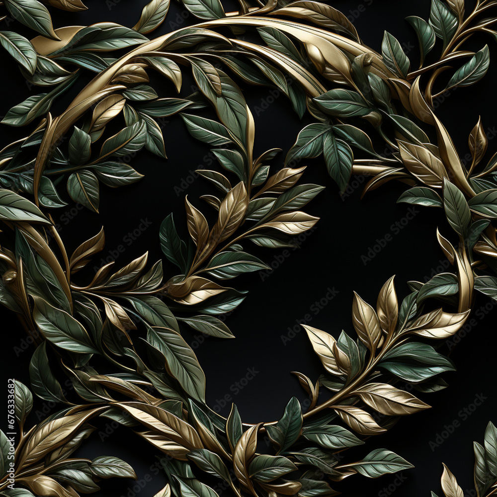 Poster a photograph of a laurel wreath as part of a design on a medal or coin, commemorating exceptional ac