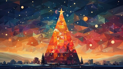 Christmas tree in the style of bright geometric abstractions by Generative AI