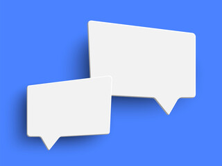 White empty speech bubble on blue background