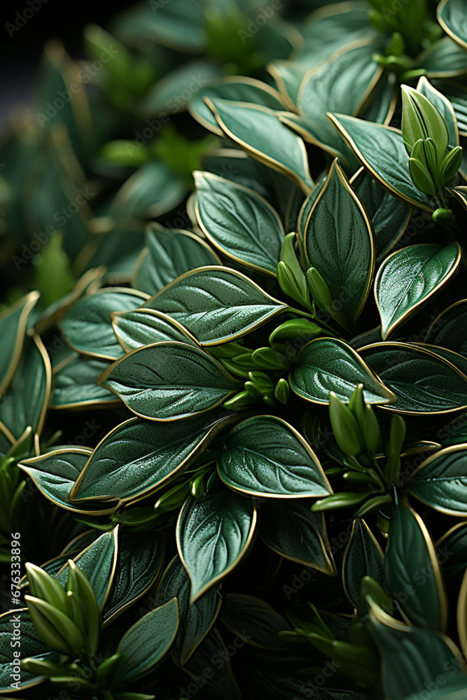 Aufkleber a close-up of a laurel wreath's leaves, capturing their vibrant green color and the intricate patter