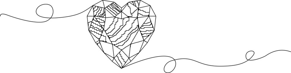 illustration of lineart diamond heart valentine vector