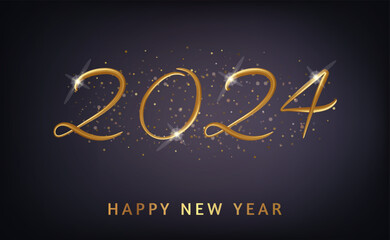 Fototapeta na wymiar 2024 Happy New Year banner with falling confett
