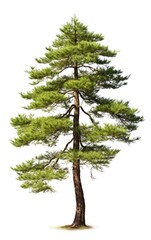 Pine tree the fall on isolated white background, use in design Decoration work