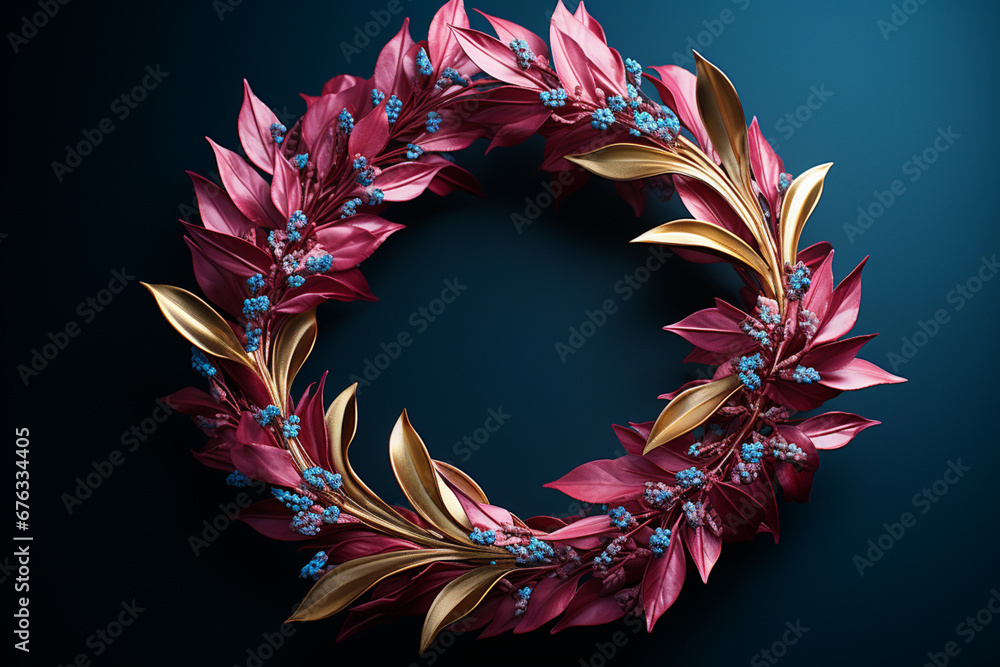 Aufkleber a classical image of a laurel wreath made from intertwined leaves and branches, symbolizing victory 
