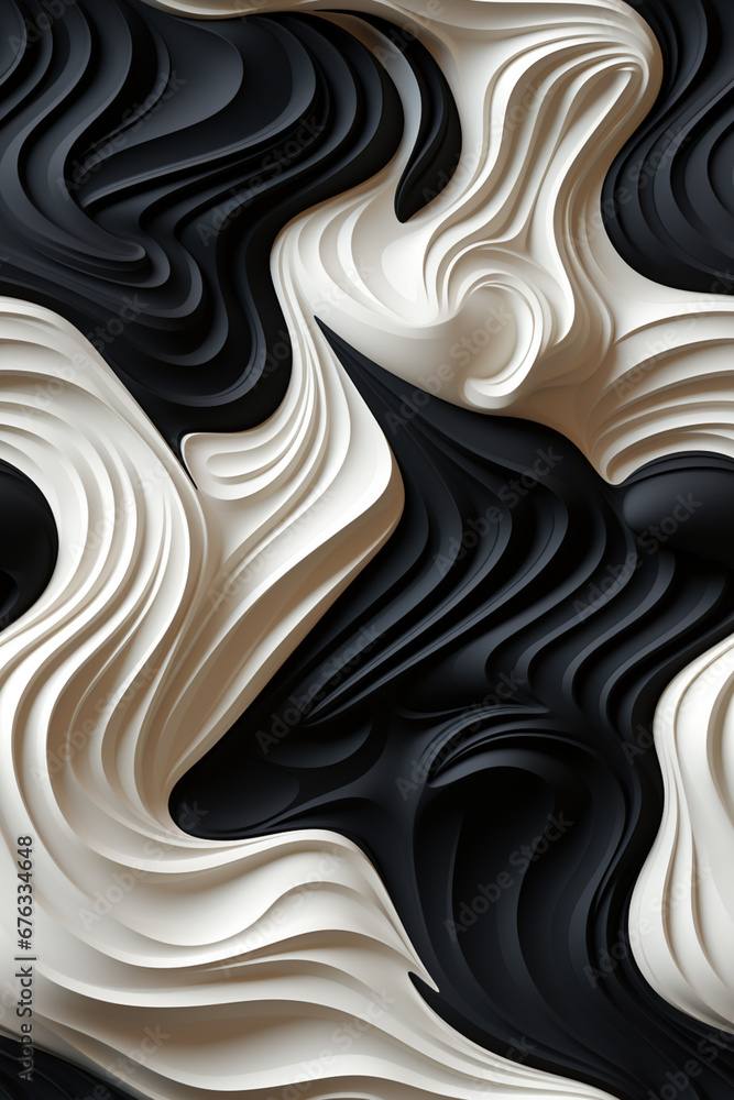 Poster abstract monochrome with soft waves and lines . Pattern for tiles. 