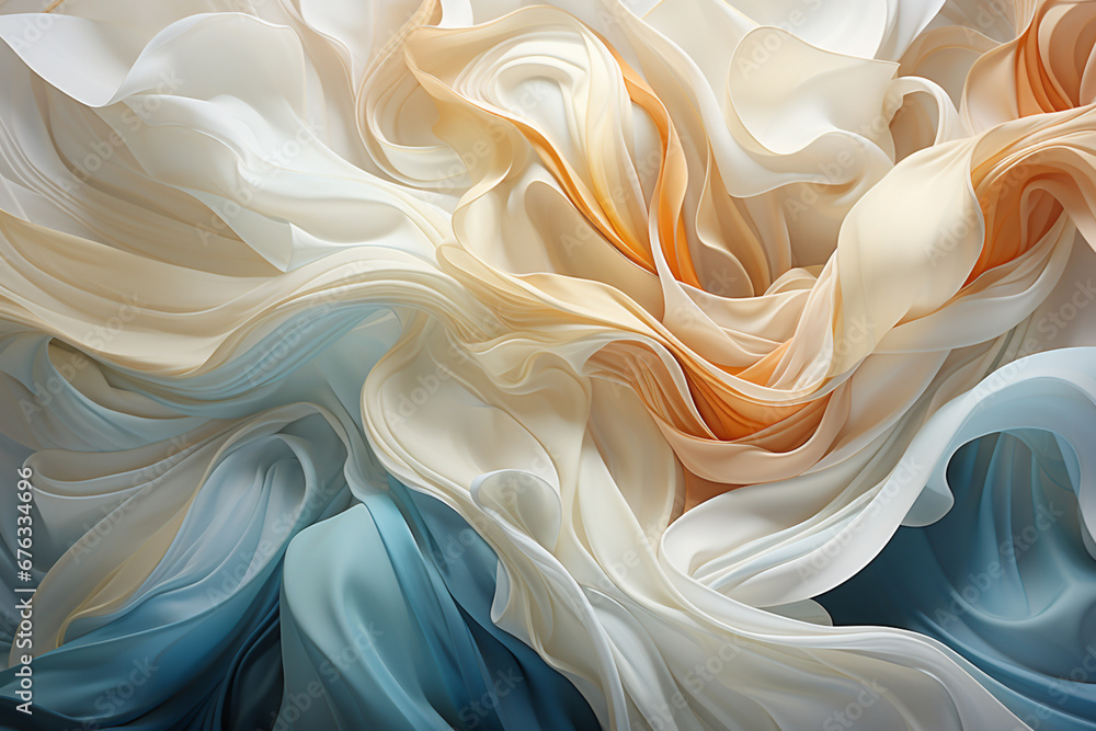 Poster abstract monochrome with soft waves and lines in pastel colors