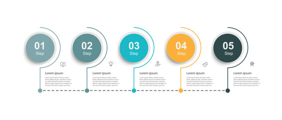 Design template infographic vector element with 5 step process for presentation and information graphic  - obrazy, fototapety, plakaty