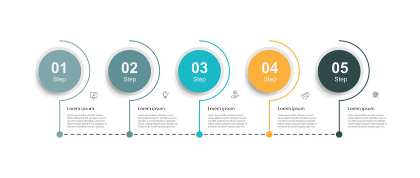 Design Template Infographic Vector Element With 5 Step Process For Presentation And Information Graphic 