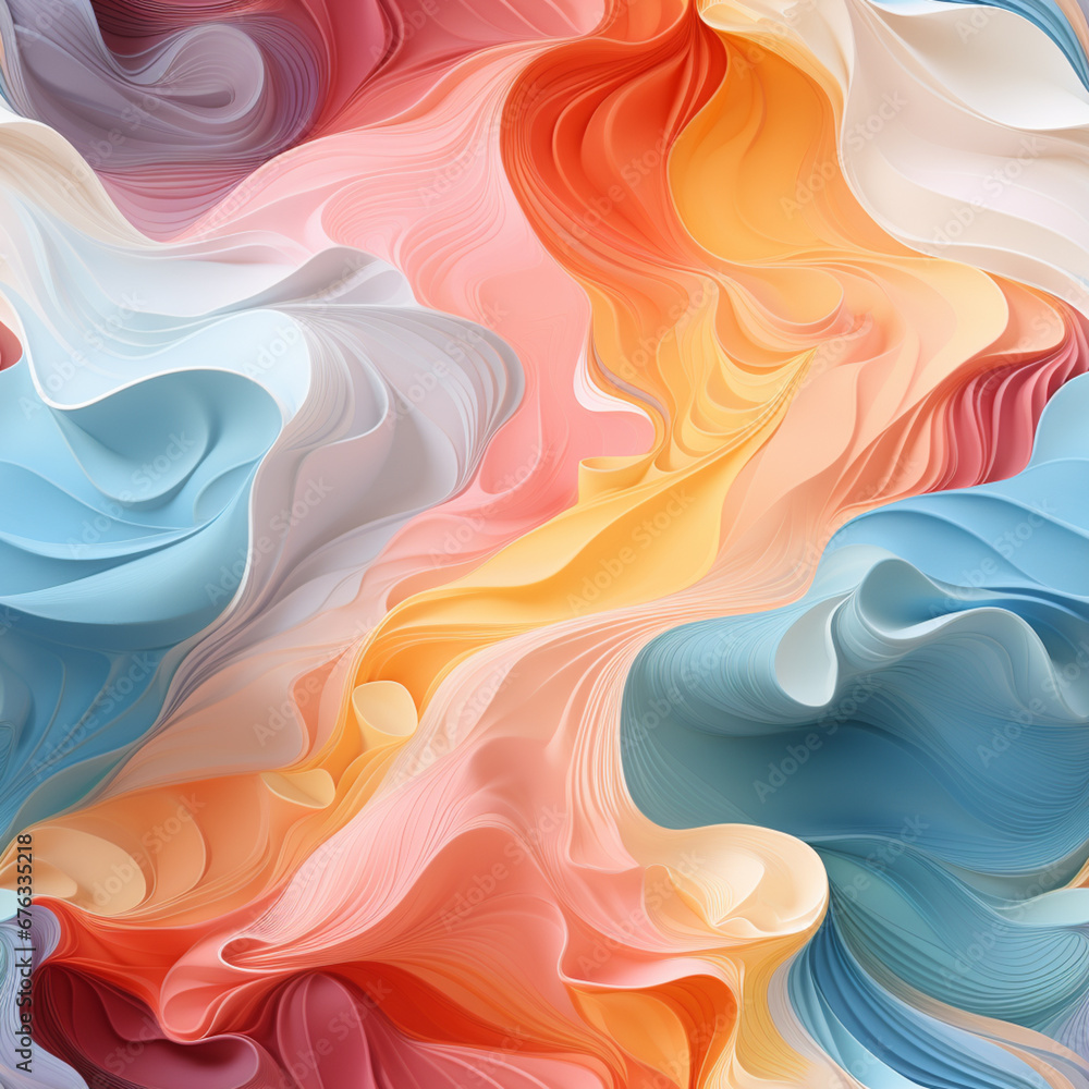 Poster abstract pc desktop background with soft waves and lines in pastel colors. Pattern for tiles.
