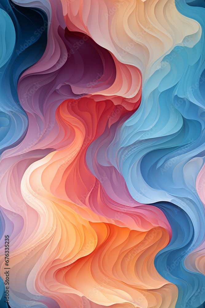 Poster abstract pc desktop background with soft waves and lines in pastel colors. Pattern for tiles. 
