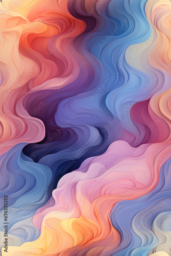 Poster abstract pc desktop background with soft waves and lines in pastel colors.
