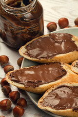Sandwich with chocolate-nut butter. Nut butter with chocolate